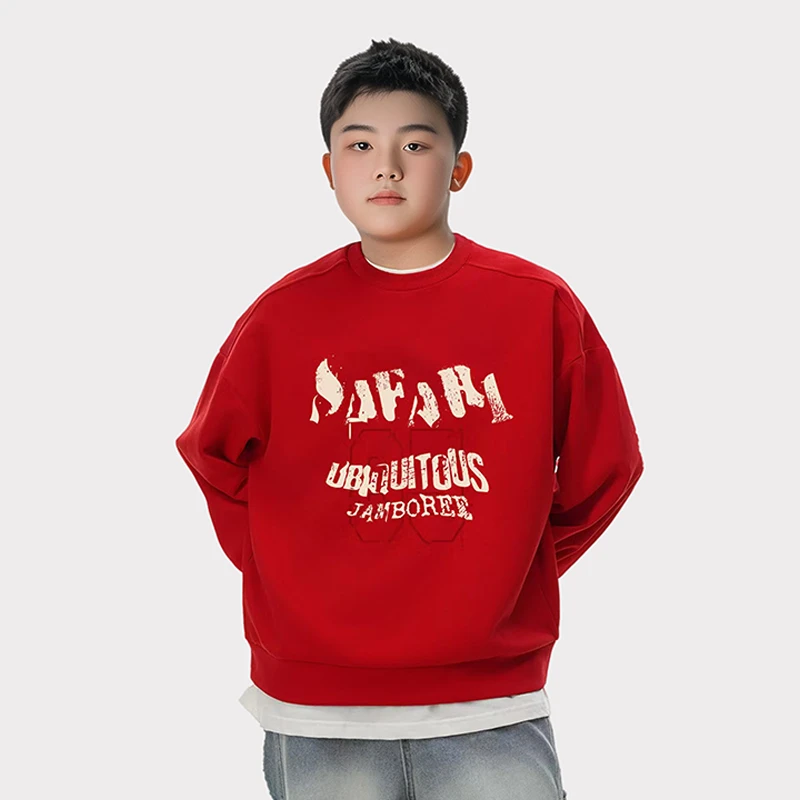 胖童中大童年服卫衣加绒男童女童大码加肥上衣长袖拜年儿童卫衣男