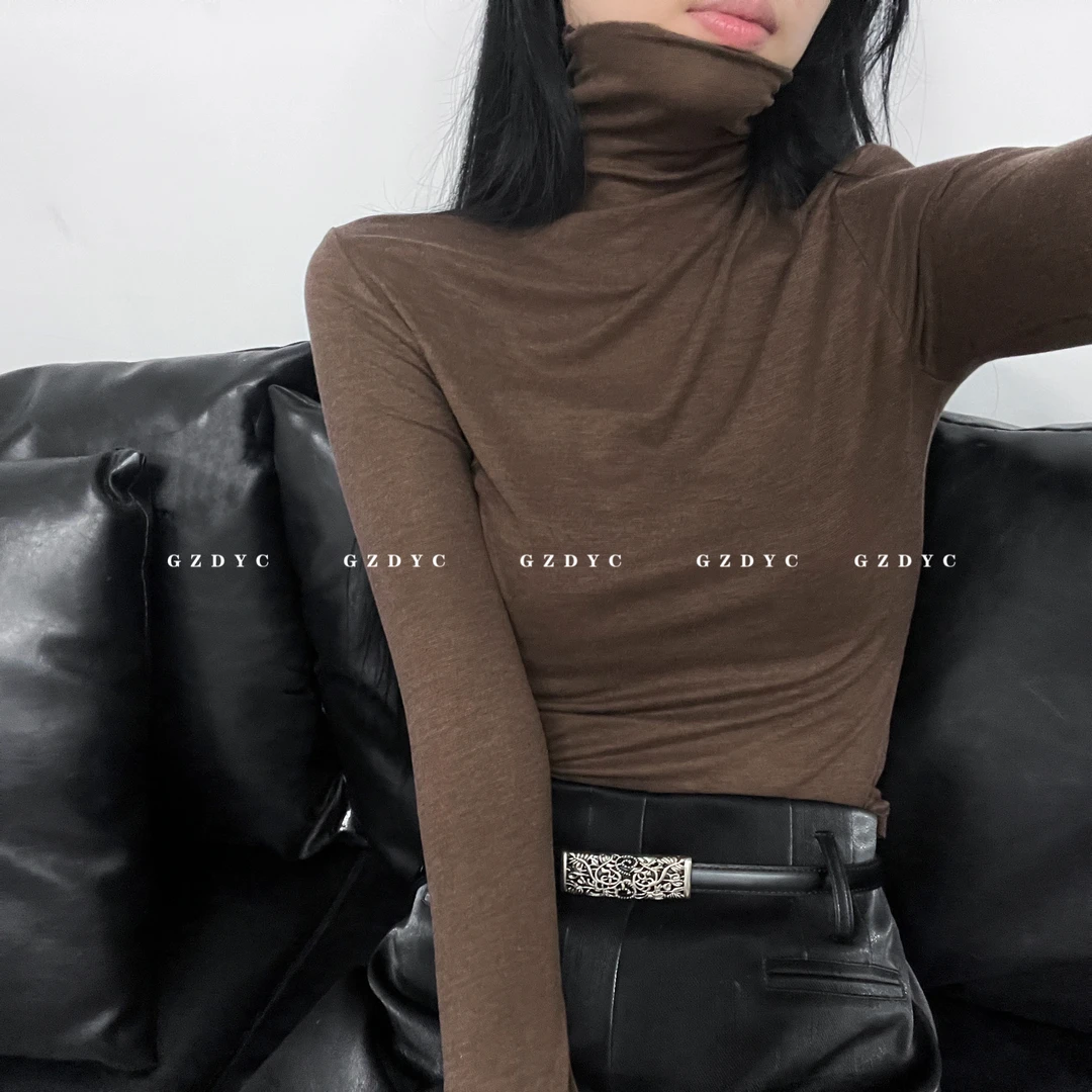 【鸽子的衣橱】秋季设计感高领百搭显瘦内搭高弹修身打底衫长袖T恤