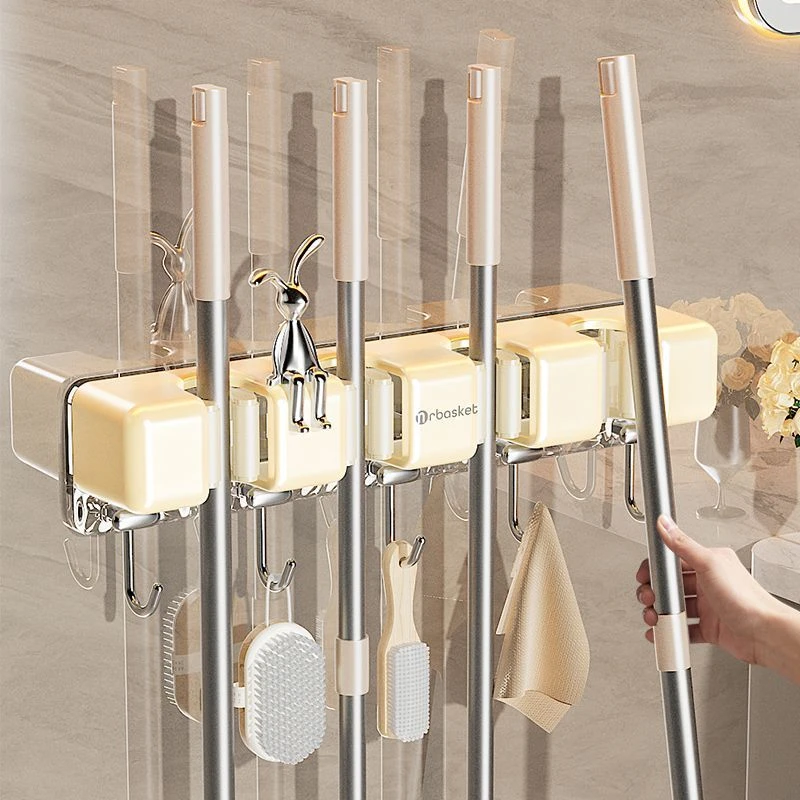 拖把壁挂夹扫把拖布挂钩免打孔拖把夹架神器卫生间厨房置物架卡扣