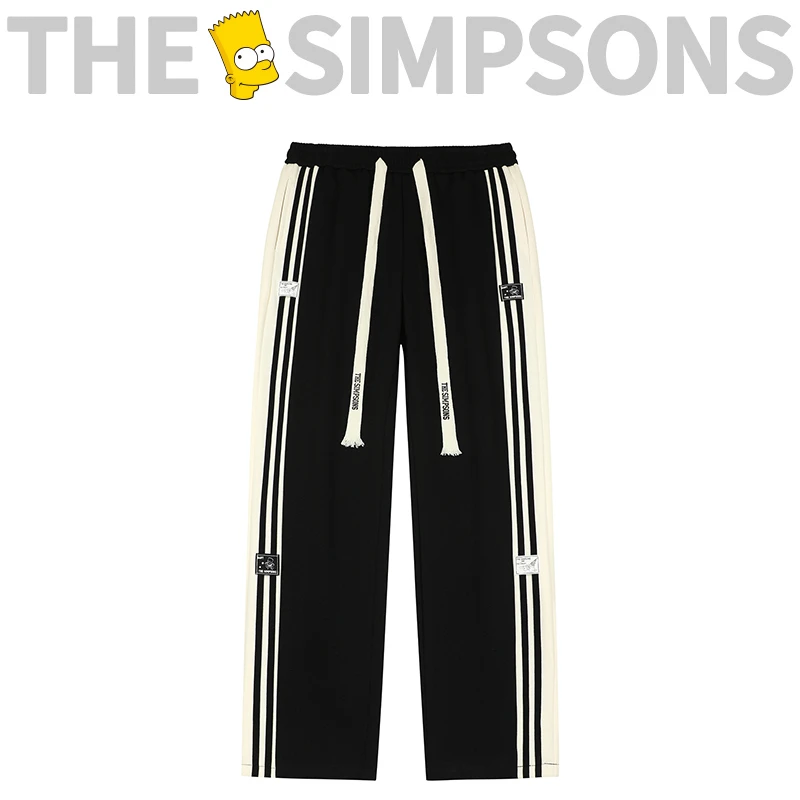 THESIMPSONS卡通Logo标侧边撞色条纹休闲直筒长裤男SPCPT233F34U