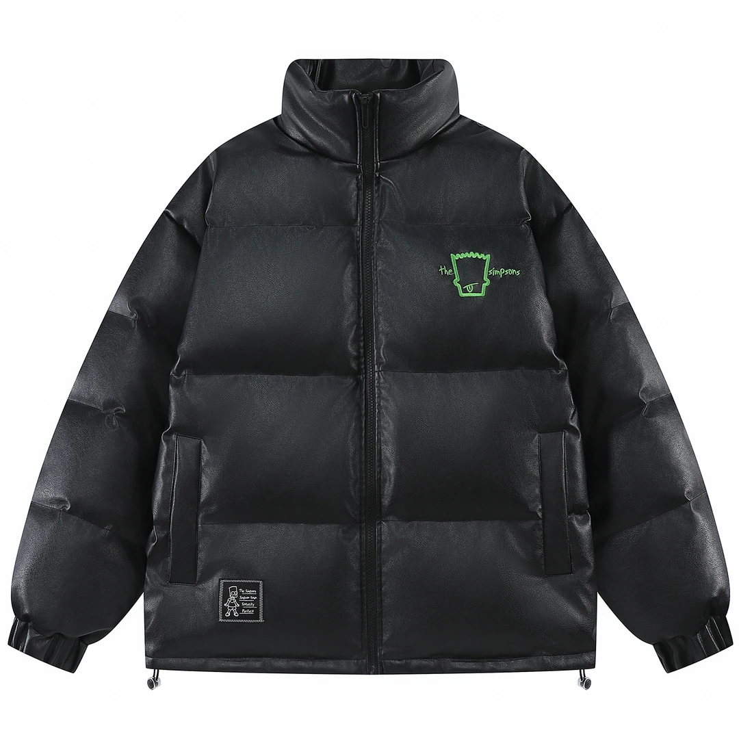 辛普森一家# PU皮字母星星图案钢印90绒羽绒服外套男SPCDJ234F31U