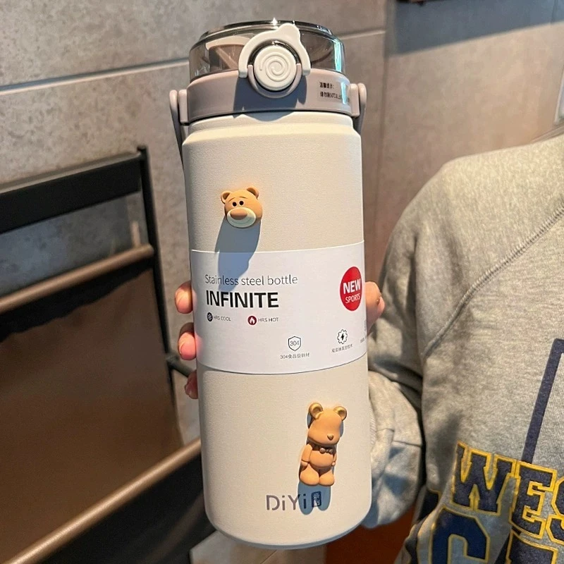 双饮保温杯大容量水壶女学生高颜值316不锈钢水杯男便携吸管杯子