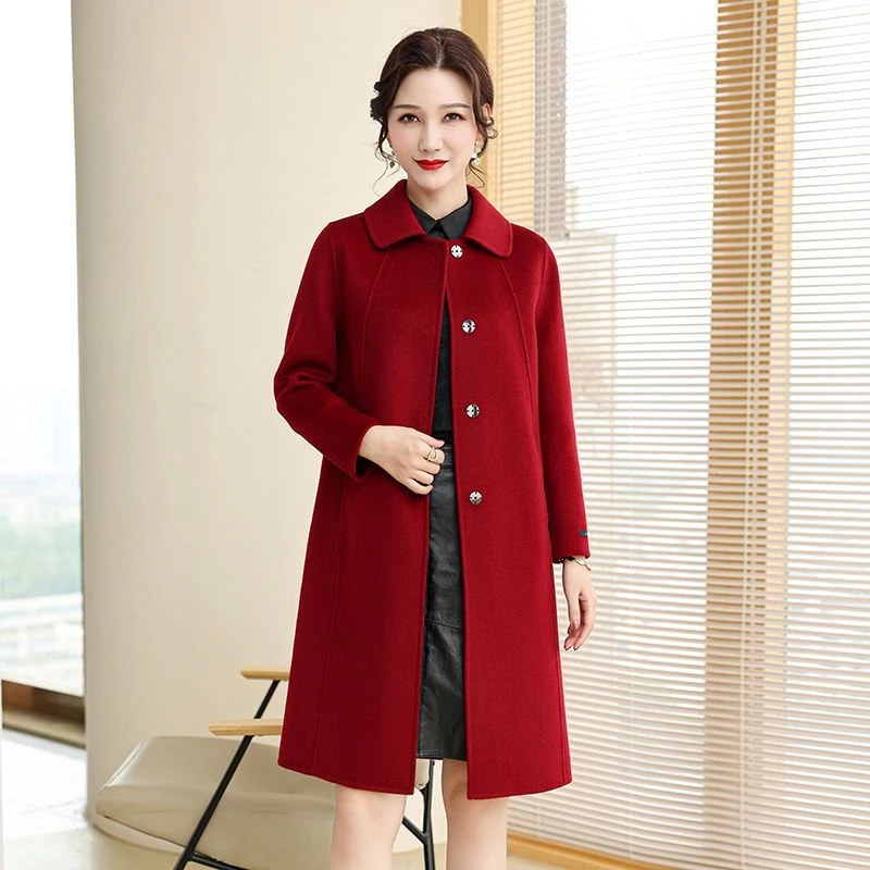 【JY668】双面大衣女秋冬2023年新款冬装高端时尚毛呢外套气质百搭