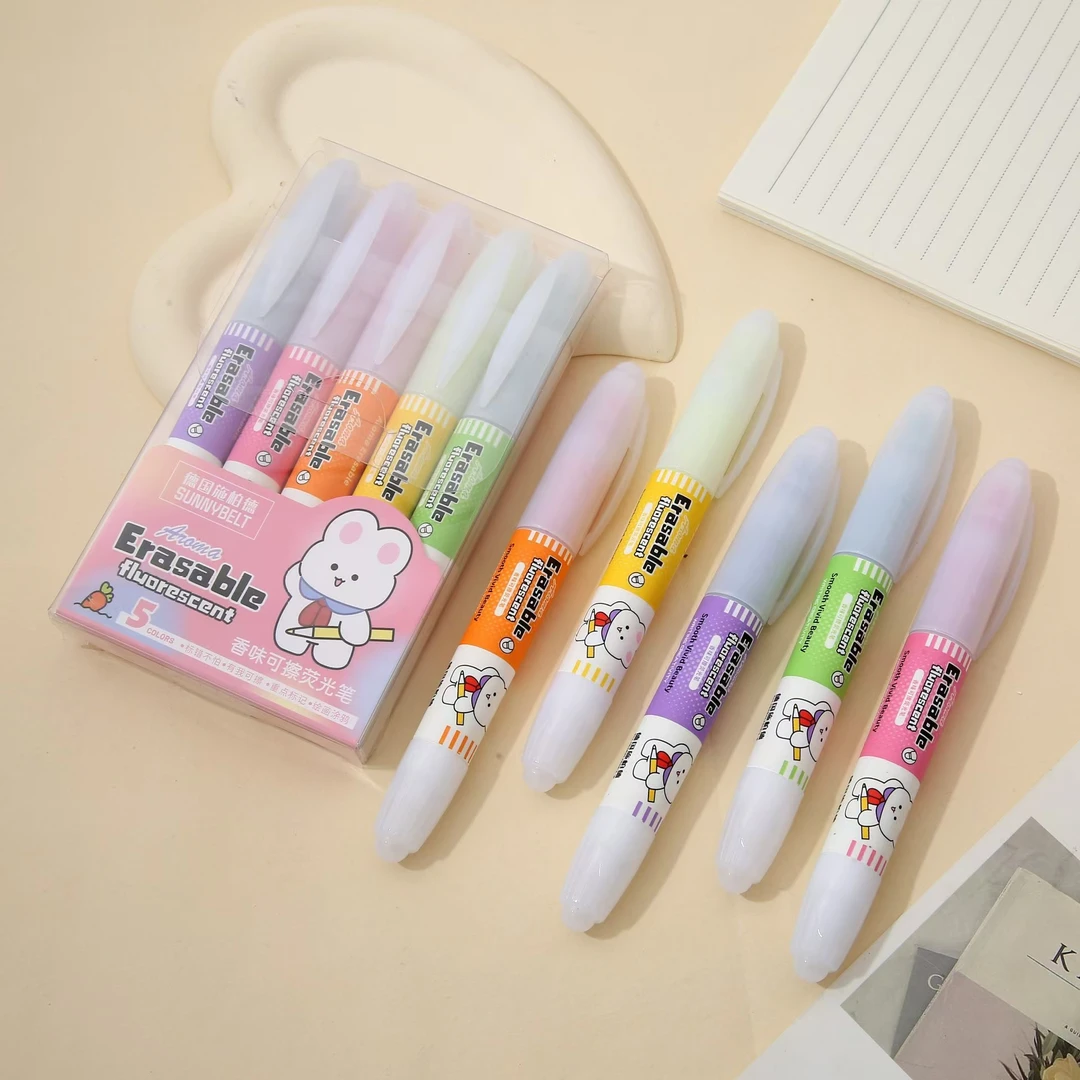 sunnybelt施柏德香味可擦荧光笔划线笔重点醒目标记笔记号笔学生