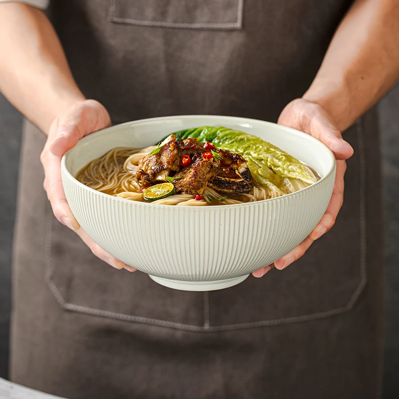 Yomerto大盆碗家用陶瓷汤碗大号汤盆高级感吃面条专用大碗泡面碗