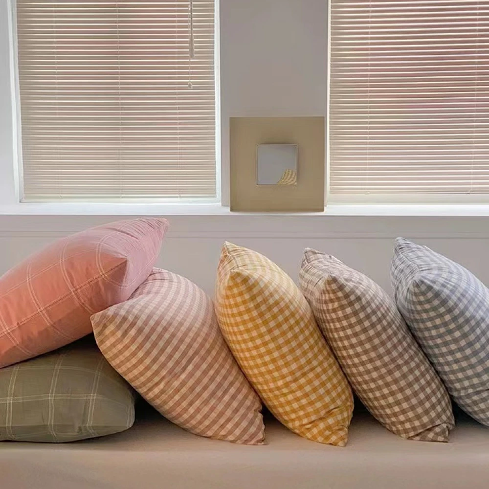 【枕套】全棉色织水洗棉枕套一对