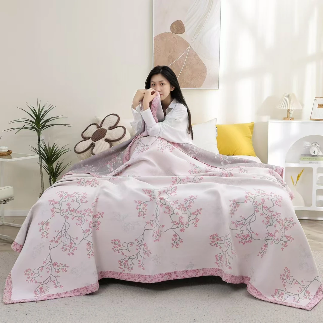 (妙染）230*250高档加大双人大床重工提花四季多功能透气床盖毯