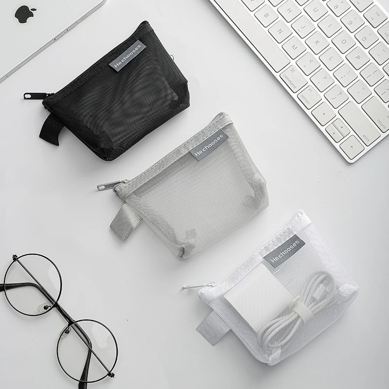简约拉链收纳包数据线耳机线多功能手机配件收纳防尘小型随身便携