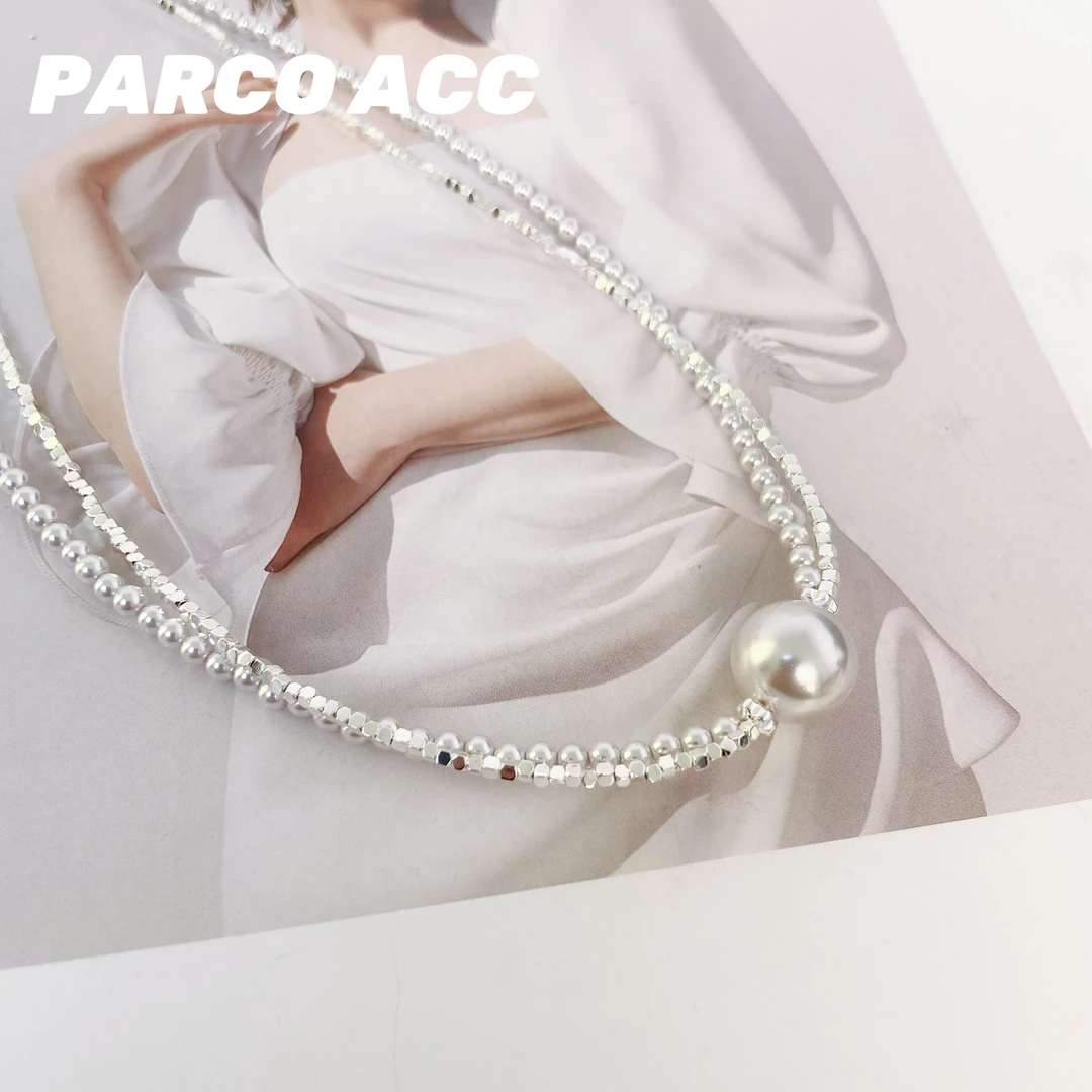 铜合金仿珍珠项链 S508 双层碎银珠珠项链