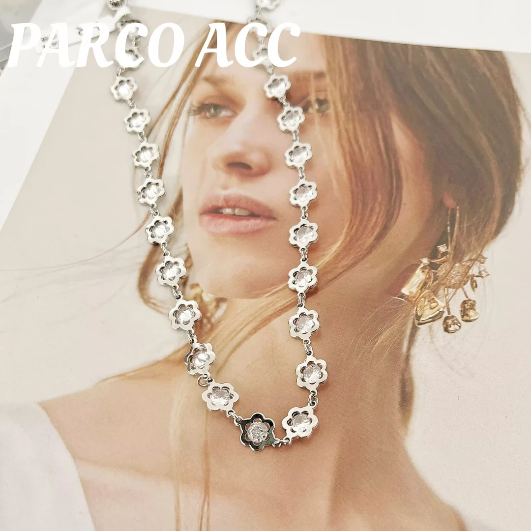 铜合金合成锆石项链 A311 小花项链