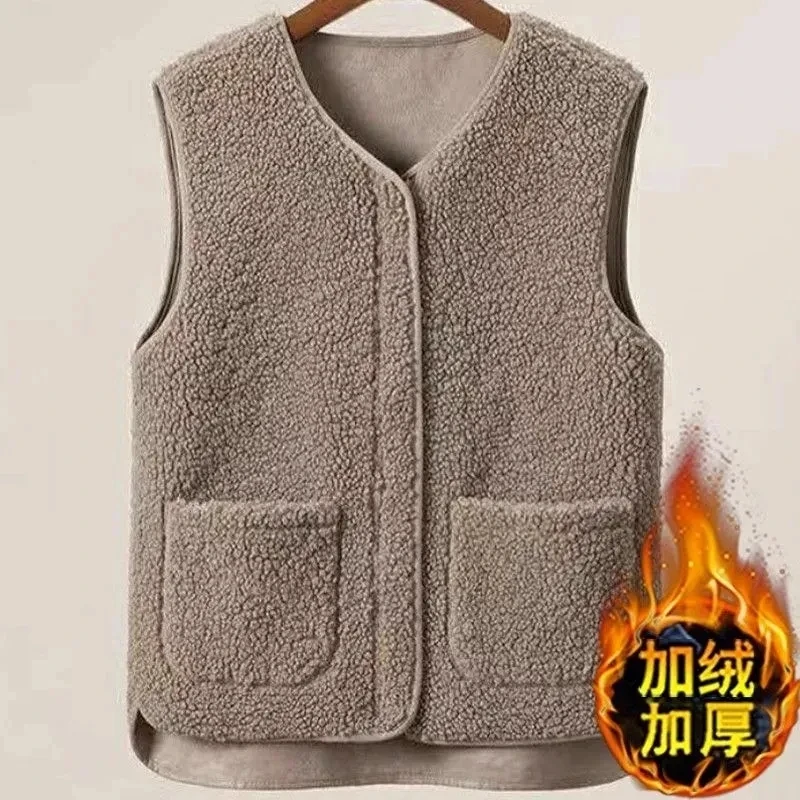 双面加绒加厚羊羔绒马甲背心外套女秋冬保暖外穿百搭毛毛坎肩马夹