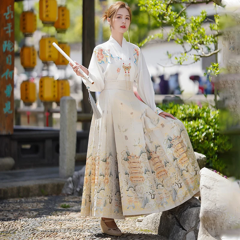 汉雨嫣-【黄鹤楼】原创重工织金妆花明制马面裙改良六六对折古风