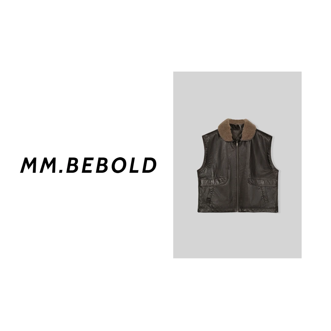 【妙姐精选】复古拼接翻领皮马甲MO477