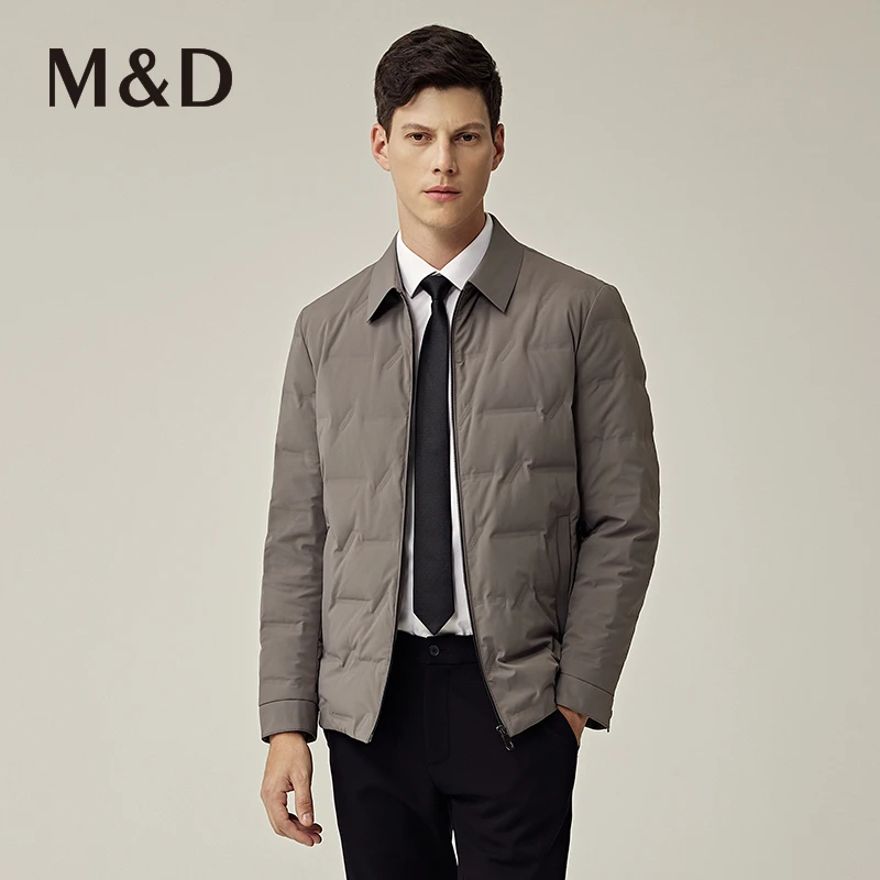 【总裁系列】MD名盾商务男士2024年秋冬款翻领白鸭绒修身遮肚羽绒服