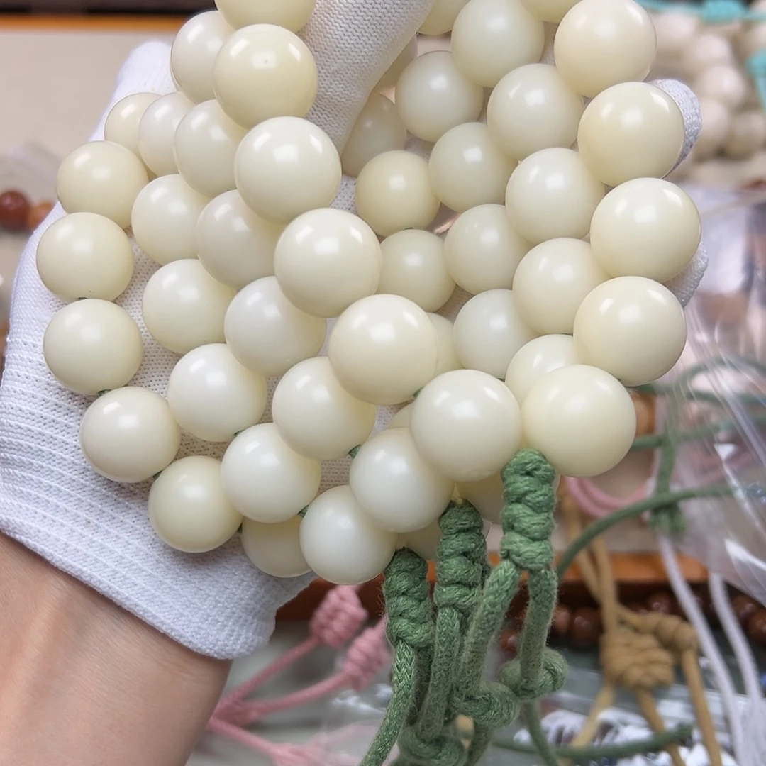 菩提根/象牙果吊坠18白汤圆绿绳子干车干磨