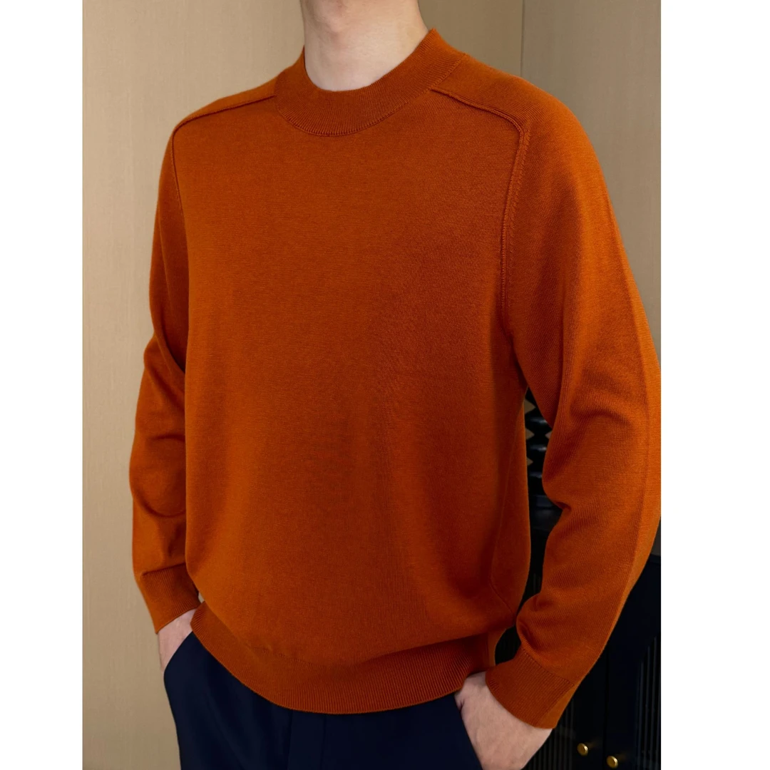 WERRKAMP【轻意】男士秋冬马鞍肩桑蚕丝羊绒长袖休闲圆领打底衫百搭