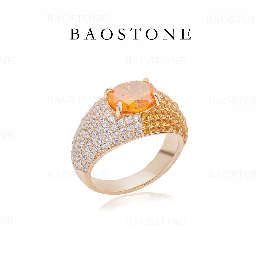 BAOSTONE 925银合成锆石戒指 【达芬奇戒】 气质满钻镶嵌时尚J261
