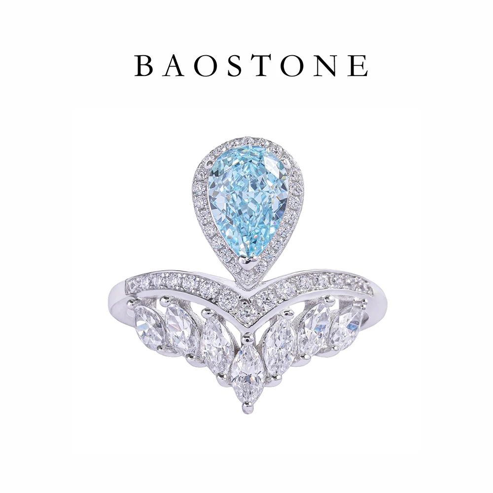 BAOSTONE 925银合成锆石戒指 【为爱加冕】 轻奢气质设计师款J212