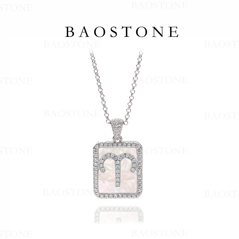 BAOSTONE 坠链均925银合成锆石 【双面十二星座项链】轻奢精致t185