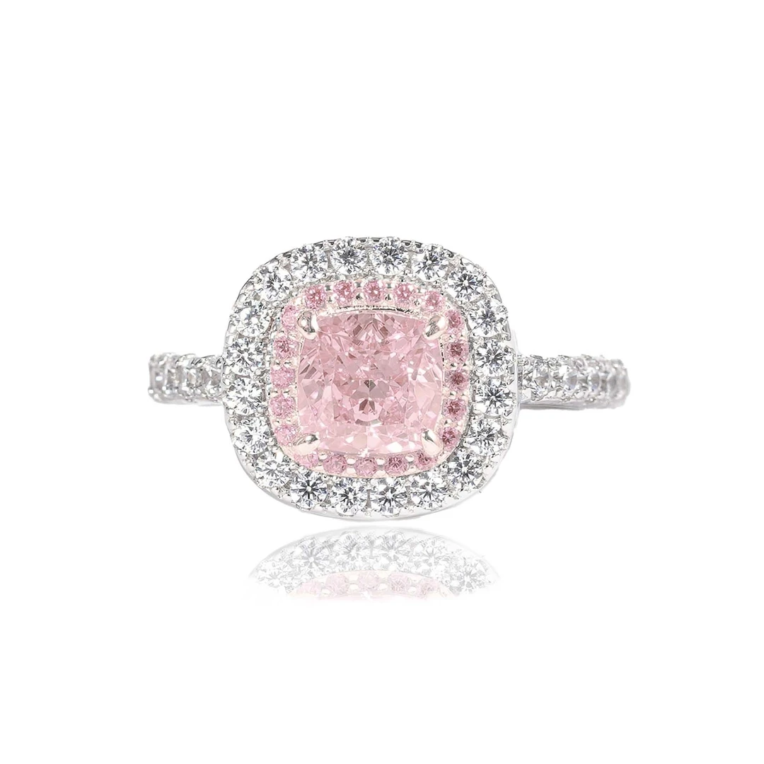 925银合成锆石戒指 【粉色T家方糖】 【专属】 J236时尚轻奢