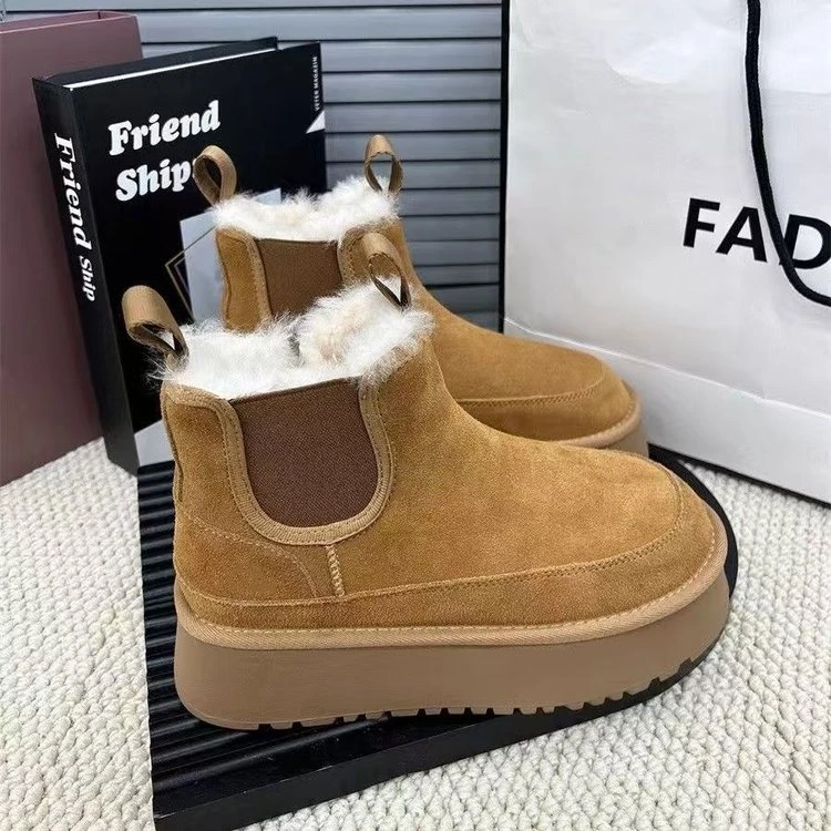 雪地靴女2024冬季新款毛毛鞋网红爆款卡皮巴拉厚底加绒保暖棉鞋潮
