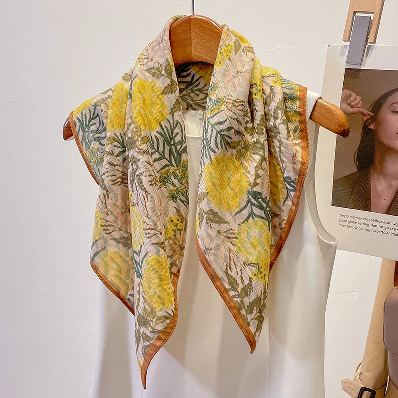 棉麻手感小方巾丝巾女春秋夏季韩版百搭护颈领巾包头巾洋气68x68