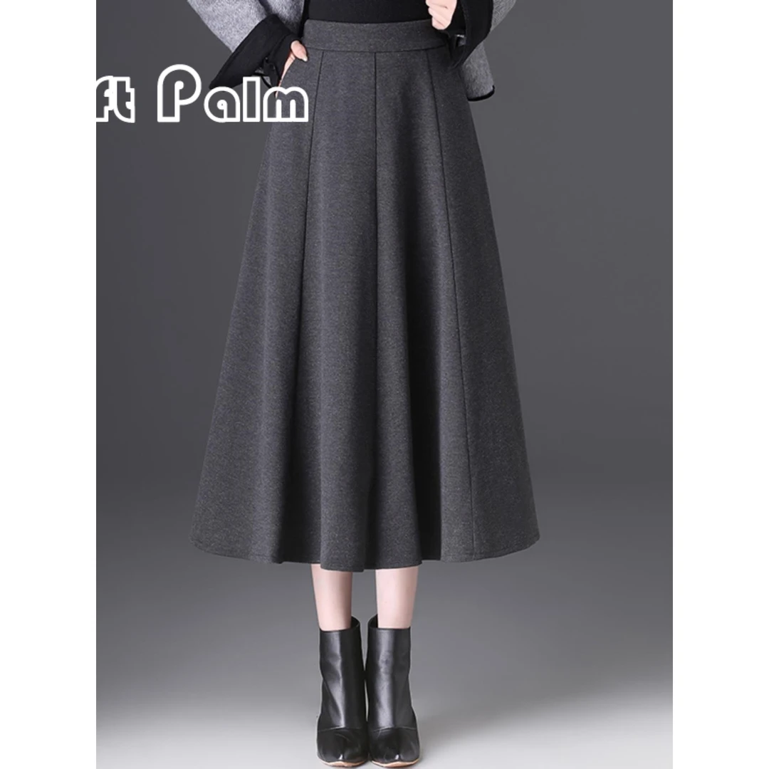 GiftPalm半身裙女2024新款秋冬款高腰中长款显瘦a字裙小个子百褶