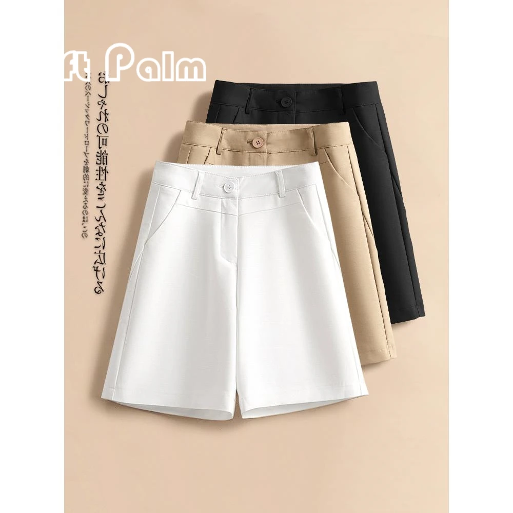 GiftPalm夏季五分裤女新款高腰休闲百搭时尚中裤a字直筒西装短裤