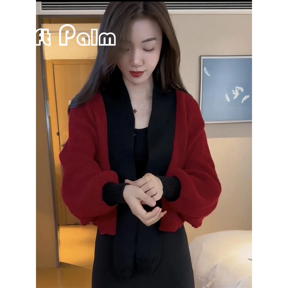 GiftPalm漂亮毛衣外套女2024新款爆款秋冬小个子短款针织衫上衣女