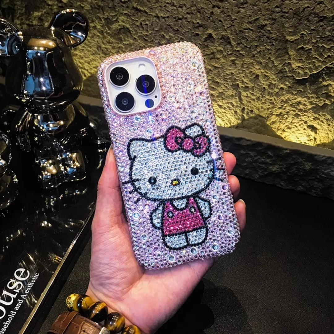 懒懒同款手机壳kt满钻纯手工贴钻手机壳14适用苹果16promax可爱15