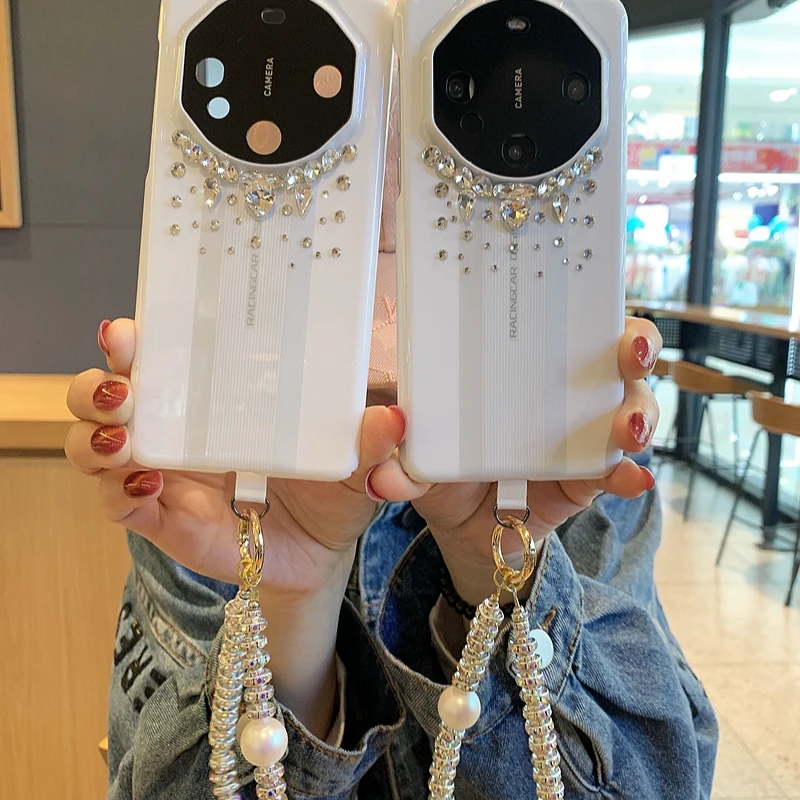 ins华为mate40rs保时捷手机壳水钻带奢华mate50/60pro秒变款镶钻