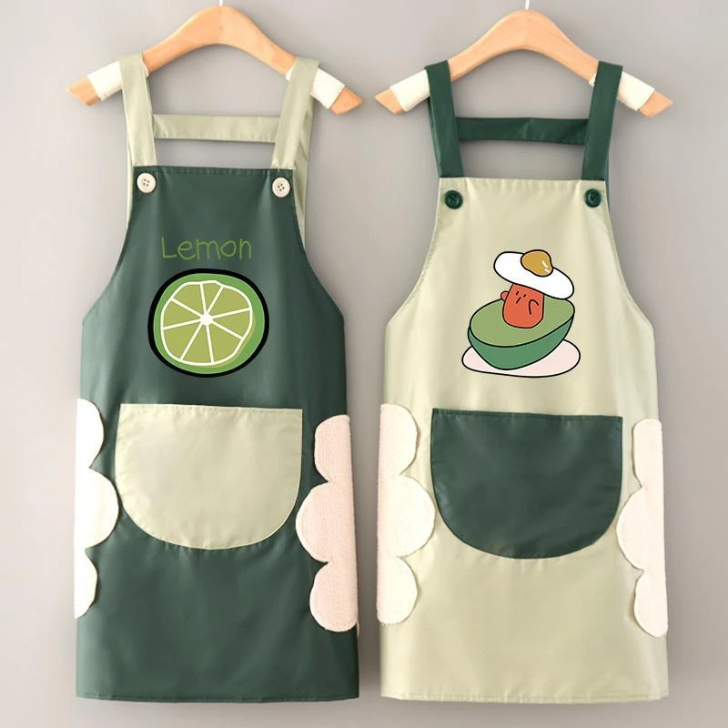 卡通时尚防水防油围裙家用厨房做饭餐饮新款围腰女可爱工作服定制