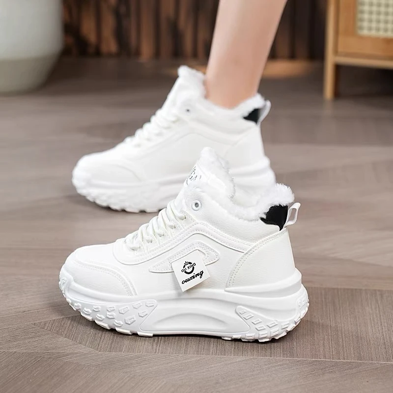 冬季女鞋高帮棉鞋鞋平底鞋女士加绒运动鞋保暖休闲鞋旅游鞋跑步鞋