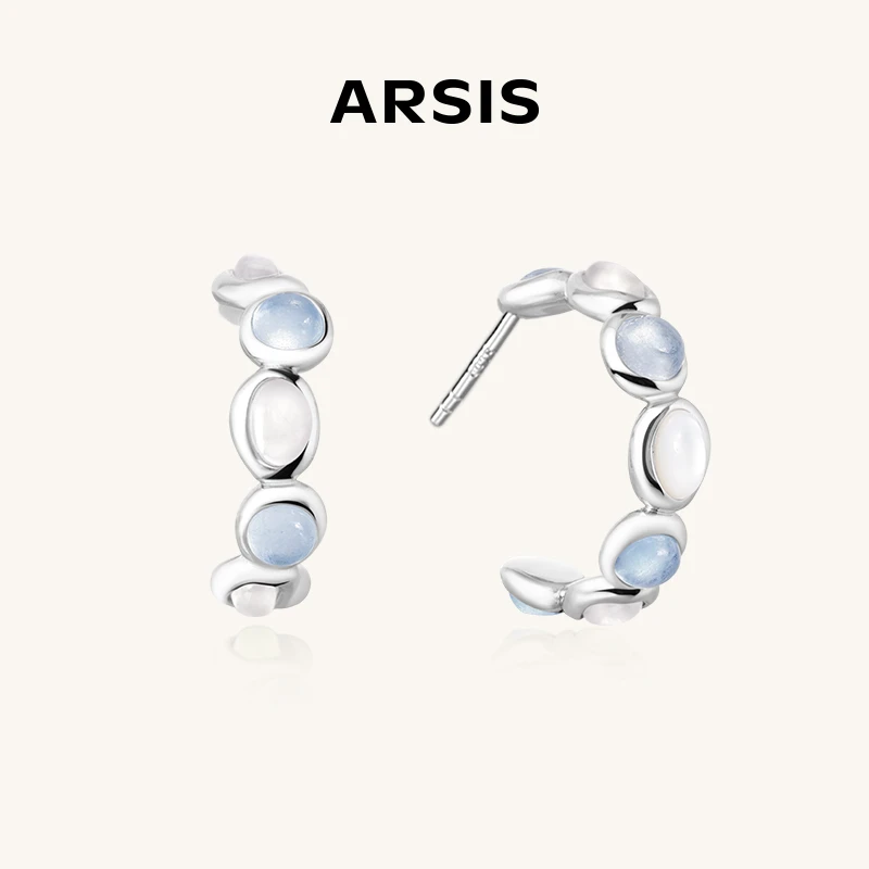 ARSIS流光系列波光月影耳钉时尚简约耳饰L2