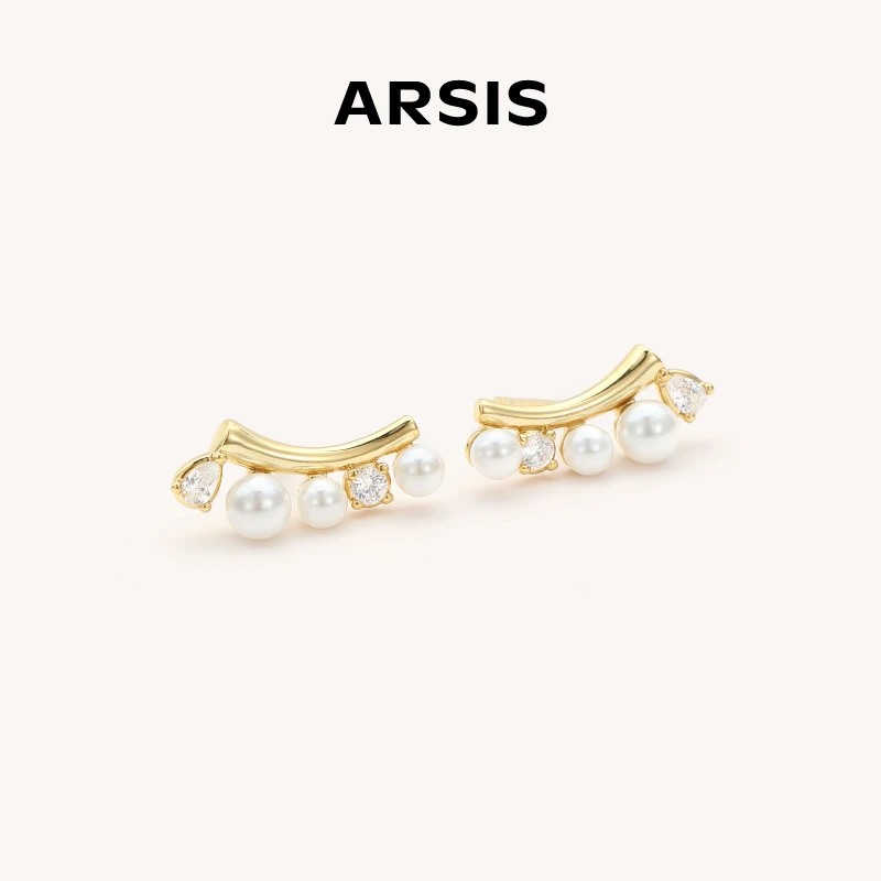 ARSIS纯银纯真年代微笑耳钉女轻奢气质复古S七夕礼物小巧设计感
