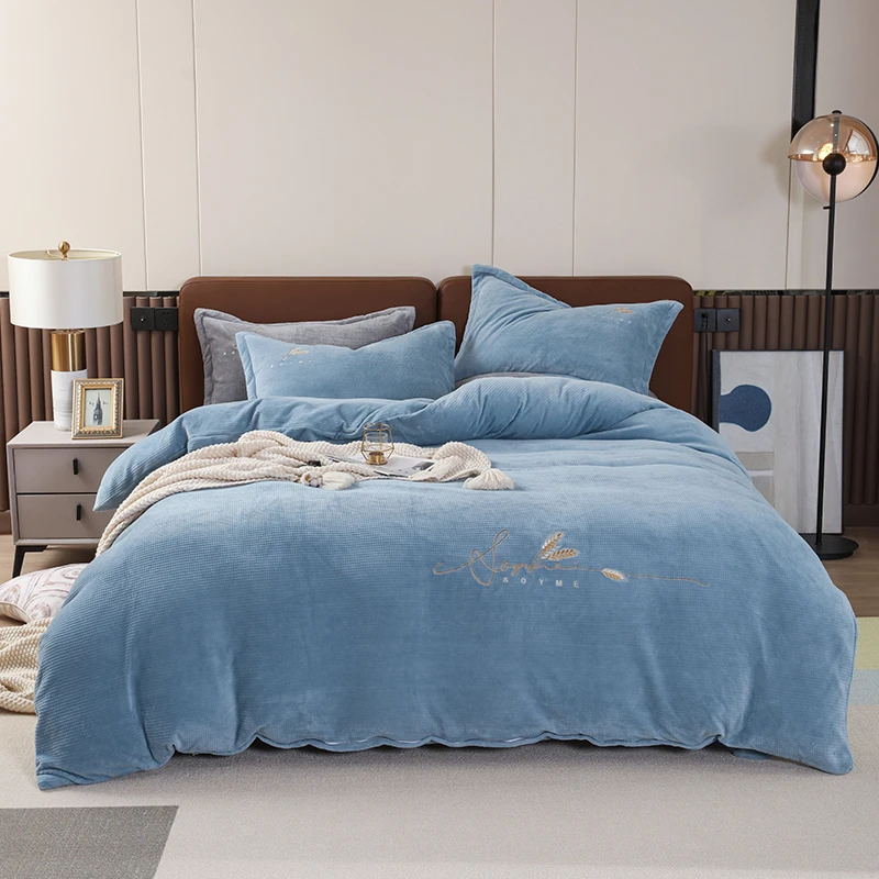 牛奶绒四件套轻奢高级感珊瑚绒被套冬季加厚加绒双面绒床上用品