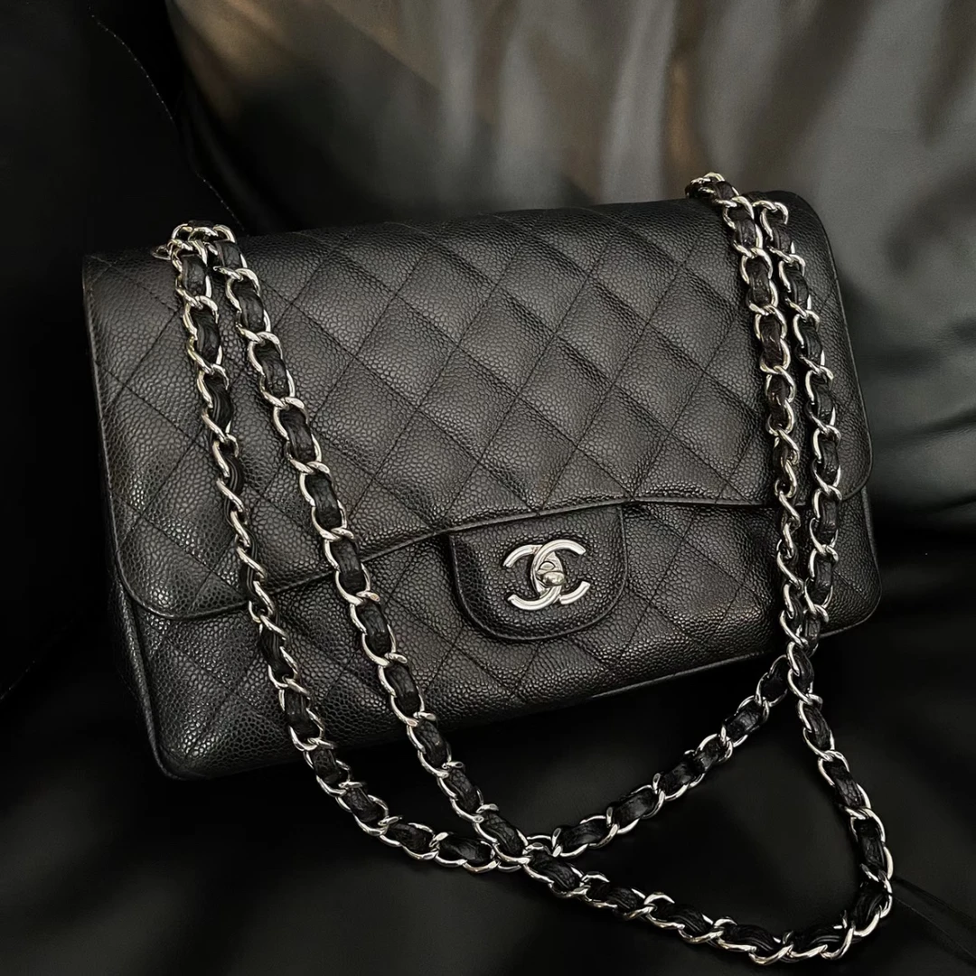 99新 Chanel/香奈儿 【文子姐专属】/D022/Chanel黑银jumbo包