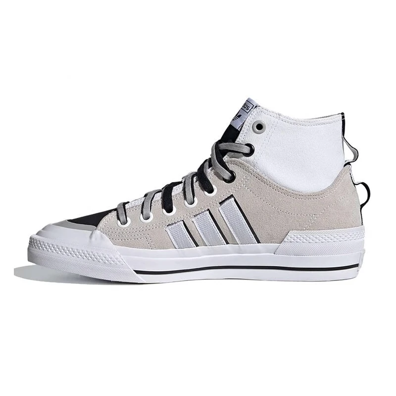 adidas originals NIZZA Hi DL高帮板鞋女同款灰白 黑GZ2658