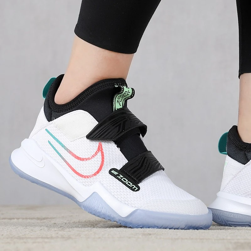 Nike 圆头系带减震防滑耐磨低帮篮球鞋GS白绿红CK0787-101
