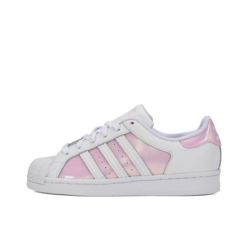 adidas originals Superstar防滑耐磨低帮板鞋女款浅粉白FX6042