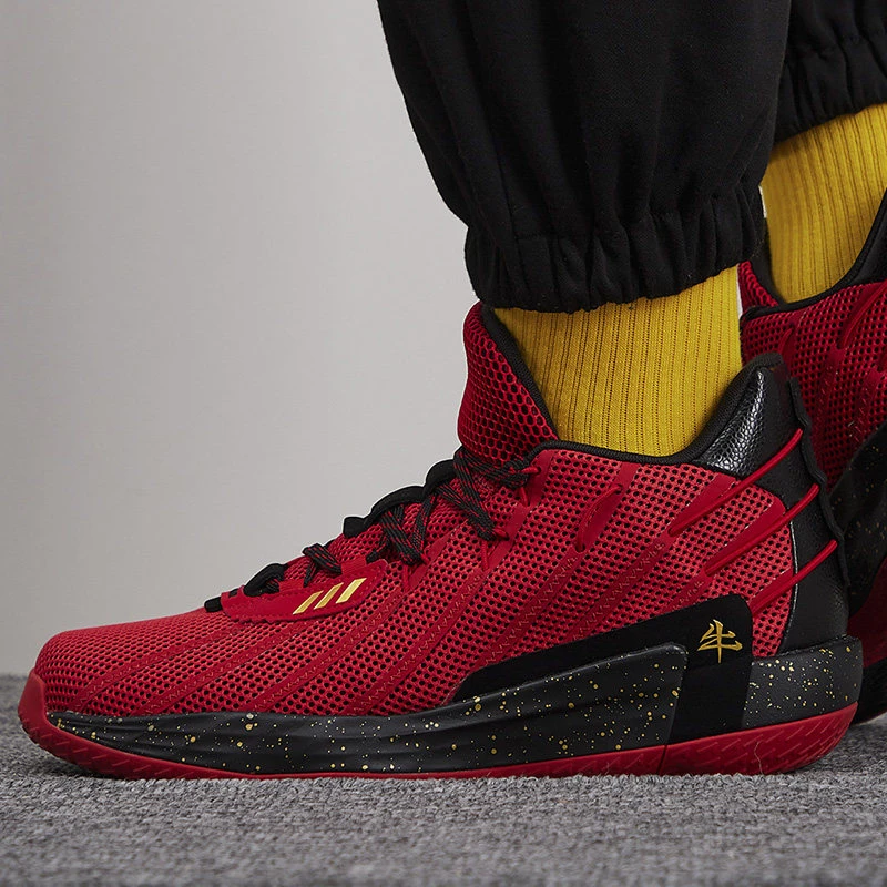 adidas Dame 7 GCA"CNY”防滑耐磨低帮篮球鞋男款红黑黄 FY3442