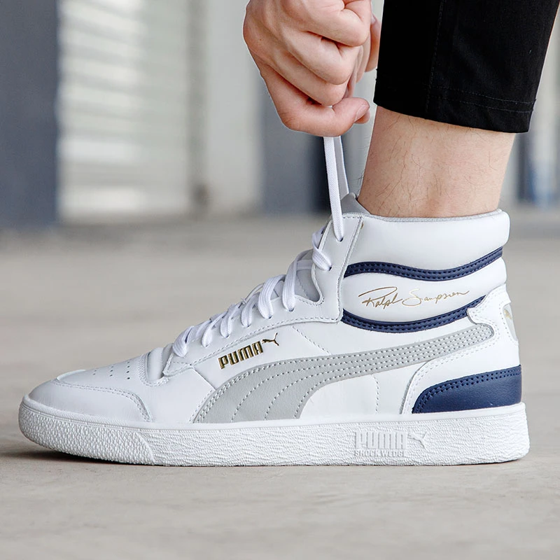 PUMA Ralph Sampson Mid 保暖轻便中帮板鞋男女同款白色370847-04