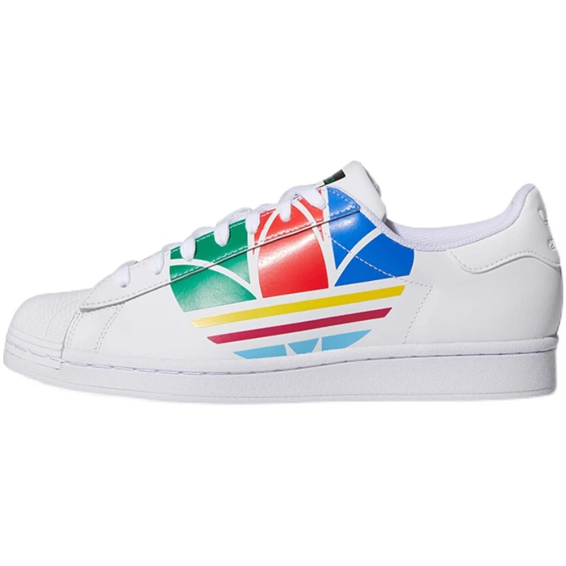 adidas originals Superstar耐磨低帮板鞋男女同款白彩虹FU9519