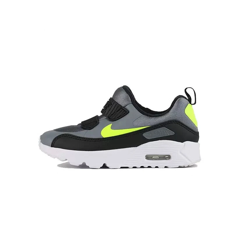 中童Nike Tiny 魔术贴气垫运动减震跑步鞋冷灰黄 881927-019