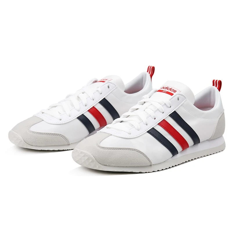 adidas neo vs JOG防滑低帮跑步鞋男女同款白红蓝 BB9678