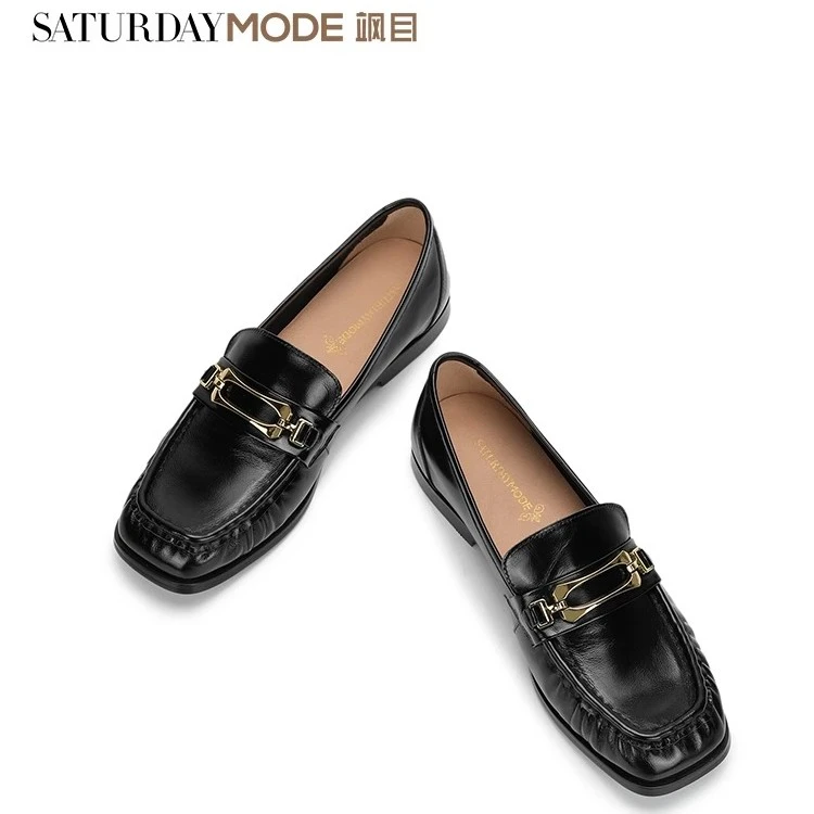 SATURDAYMODE春英伦风乐福鞋时尚方头简约方跟女MD41112D04