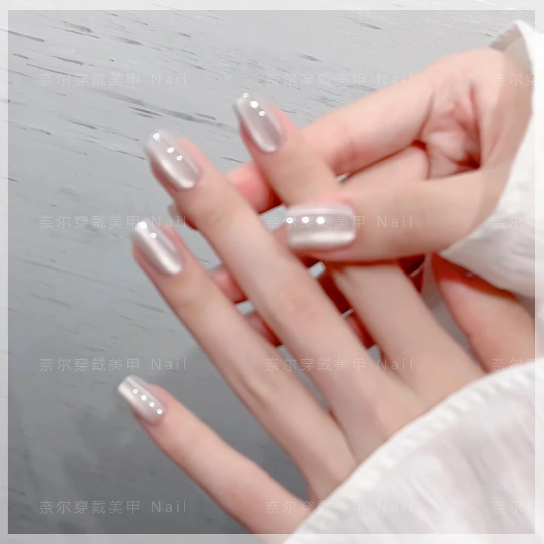 【短方】白月光 穿戴甲美甲贴片可拆卸手工指甲贴片30片装基础款