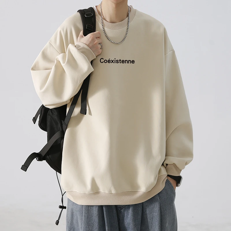 氛围感秋冬款男生卫衣oversize大码重磅保暖加绒圆领套头卫衣长袖