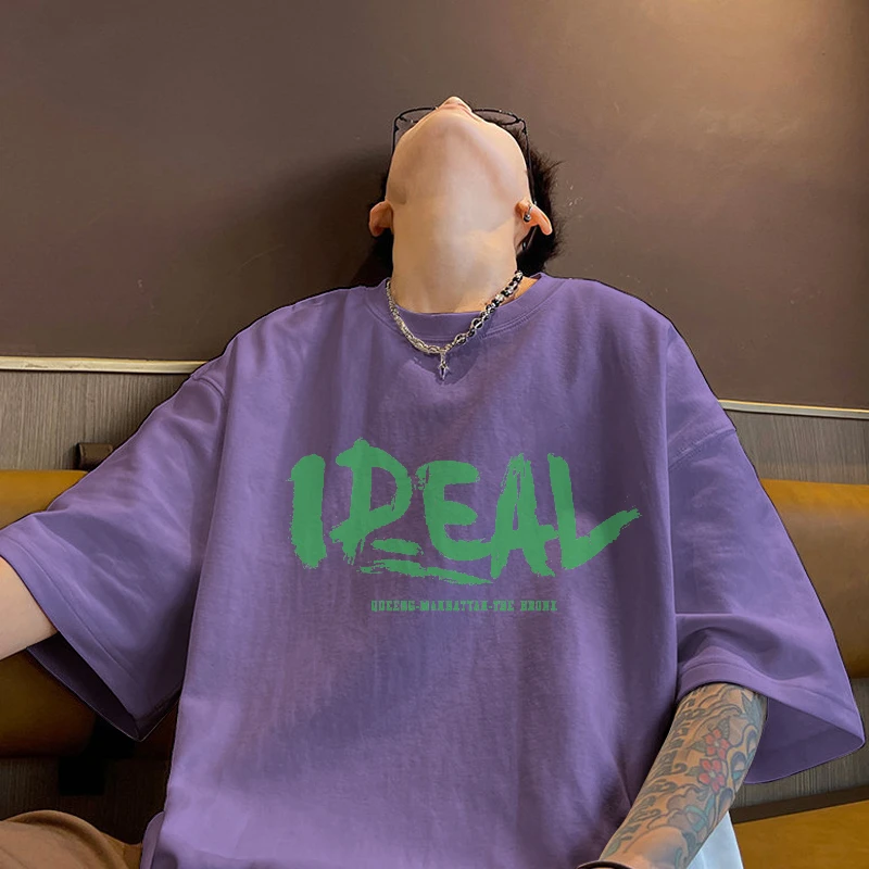 纯棉重磅潮牌短袖T恤大码男装夏季宽松百搭ins潮流新款半袖上衣男