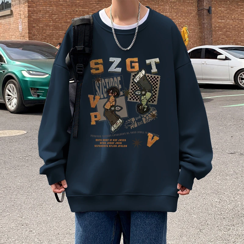 潮酷高街帅气大码男转卫衣秋冬宽松休闲无帽衫重磅长袖中长款上衣